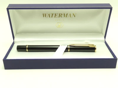 Vintage Waterman Laureat Mk II Black Laque Fountain Pen, GT, Med Nib, Box *MINT* - Image 1 of 4