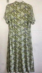 Vestido midi de lino Jeanne Engelhart talla L verde floral rayón vintage años 90 - Imagen 1 de 10