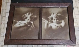 2 antike gerahmte Amor wach & Amor schläft 1897 von M B Parkinson 15" x 12" Bild - Bild 1 von 5