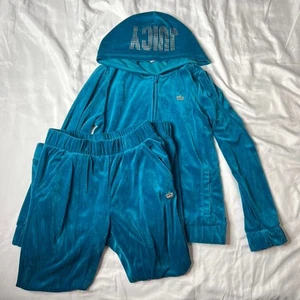 Juicy Couture Girls Teal Velour Tracksuit Set Size Large ad Medium - Picture 1 of 8