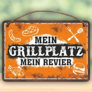 Metallschild Blechschild mit Kordel – Mein Grillplatz - Türschild Schild lustig - Bild 1 von 7
