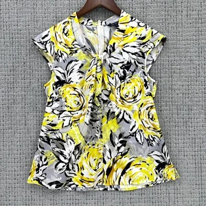 ST John Blouse Womens Size PS Multicolor Floral Cap Sleeve Silk Back Zip - Picture 1 of 8
