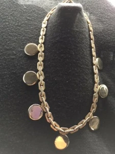 Ladies Gold Tone Chain Embellishments Necklace 14-1-2Long Vintage - Picture 1 of 12