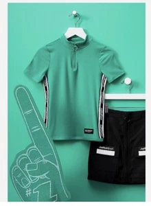 Justice Girl Set zip sport skirt w/built shorts Black&ribbed mock neck tee Size8 - Picture 1 of 3