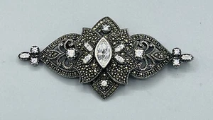 Judith Jack JJ Sterling Silber Markasiten Brosche Anstecknadel Anhänger klare Steine - Bild 1 von 15