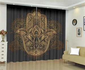 Dedo Dorado Bonito Flor Impresión Oscura 3D Bloqueo Cortinas Tela Ventana - Imagen 1 de 4