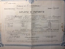CONVERSANO Bari-DIPLOMA di MATURITA' 1908