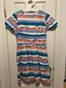 sugarhill brighton dress beach print size 10 fit and flare multicolour cotton - Picture 1 of 5