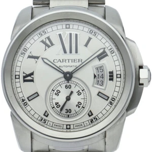 CARTIER Caliber de Cartier Uhr W7100015 Edelstahl Herrenuhr Weiß GEBRAUCHT - Bild 1 von 6
