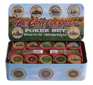 Poker Set The Confederates 200 Custom Poker Chips and 2 Decks of Playing Cards - Picture 1 of 5