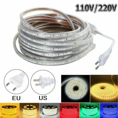 Waterproof 110V 220V 5050 LED Flexible Tape Rope Strip Light Xmas Outdoor 1- 20M - Image 1 of 4