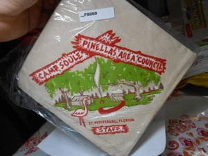 CAMP SOULE PINELLAS AREA COUNCIL STAFF NECKERCHIEF CREAM SILKSCREEN F8860 - Picture 1 of 1
