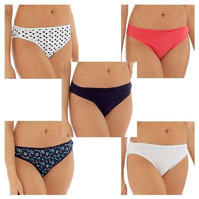 Ladies Multi Pack 5 Cotton High Leg Briefs Knickers Size 10 12 14 16 • 10.37€