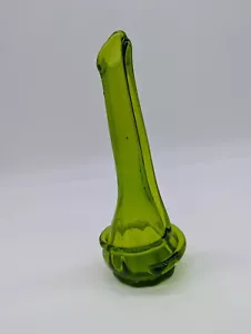 Vintage Kawana Green Glass Vase w/ Applied Design - Picture 1 of 10