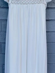 Griechisches Empire Taille weiß Kleid Perlen Midi Top gepolstert Frontschlitz Gr 14 - Bild 1 von 17