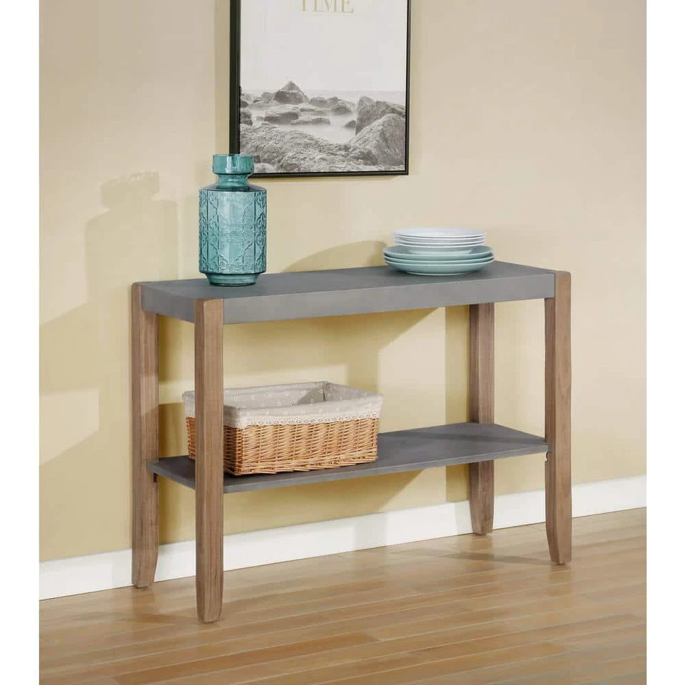 Alaterre Newport 40l Gray Faux Concrete and Wood Sofa/tv Console Table W Shelf