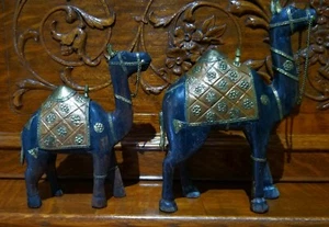 Two Wood/copper Camels Made In India - Picture 1 of 11