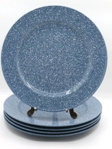 Vtg. Mikasa Ultrastone Dinner Plates 11" COUNTRY BLUE Pattern w/Speckles Set/5 - Picture 1 of 24