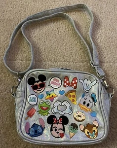DISNEY STORE EMOJI PURSE GIRL'S CROSSBODY BAG SILVER - Mickey Minnie Stitch+++ - Picture 1 of 9