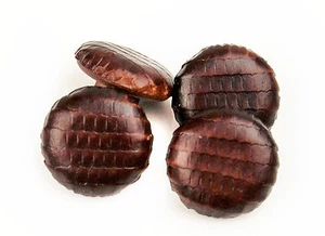 Vintage Lot of 4 Brown Faux Leather Plastic Textured  Buttons Made USA  1/2" - Picture 1 of 2