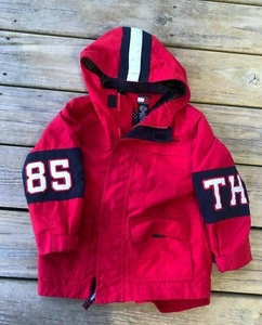 Vtg Kids Tommy Hilfiger Red Jacket Toddler Size 4 Old School Flag Logo Spell Out - Picture 1 of 9