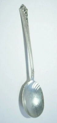 大马士革玫瑰传家宝纯银 6 英寸糖壳勺子,斜面碗,奥尼达 — 第 1/4 张图片