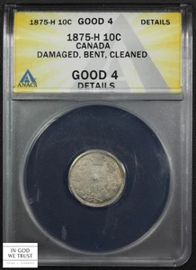 1875 H Canada Silver Dime Ten Cents 10C Queen Victoria ANACS G 04 Details - Picture 1 of 5