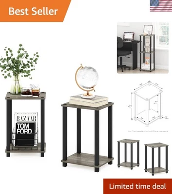 当代 2 件装边桌带开口置物架 - 适合小空间 — 第 1/4 张图片