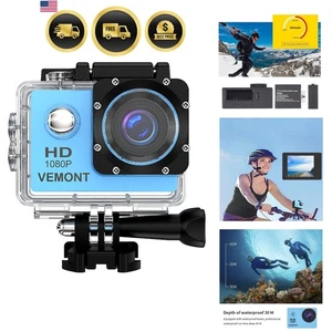 Action Camera Sports Camera Full HD 1080P Waterproof Underwater Camera Kit - Picture 1 of 9