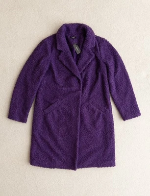 Nuevo con etiquetas Abrigo Alfani Púrpura Boucle Texturizado Mujer Talla Mediana Acogedor Abrigo de Peluche Foto 1 de 4