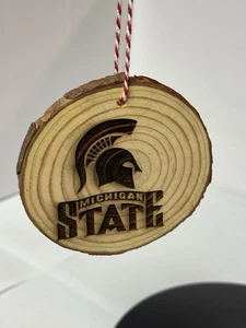 Michigan State Spartans Laser Engraved Pine Wood Christmas Tree Ornament - Picture 1 of 5