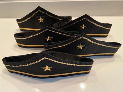 VTG 5 Marching Band Dance Hats Costume Homemade Gold Star Sequins Trim - Image 1 of 4