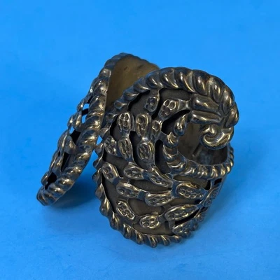 Vintage Mexican Sterling Silver Clamper Cuff Cactus Bracelet Signed B.V. ~ Taxco - Image 1 of 4