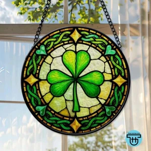 St Patrick's Day Shamrock Suncatcher Stained Glass, Suncatcher Shamrock Gift - Picture 1 of 2