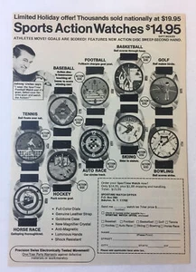 Anuncio de relojes de acción deportivos Johnny Unitas 1972 - Imagen 1 de 1