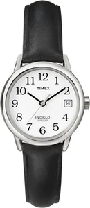 Timex T2H331, Women's Easy Reader, Black Leather Watch, Indiglo, Date, NEW - Picture 1 of 1