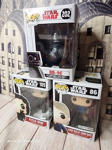 Funko Pop! LOTE DE 3 Star Wars Serie 86 105 202 - BB9E, Kylo Ren, Han Solo - Imagen 1 de 15