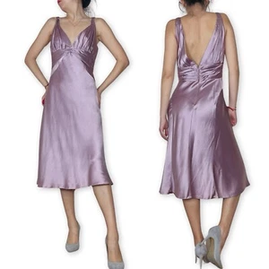 Carmen Marc Valvo Collection Mauve Silky Cocktail Dress Size 10 - Picture 1 of 24