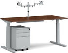 Elev8 Mono straight sit-stand desk 1600mm - silver frame, walnut top with matchi