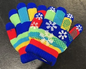 Kids Mittens - Sticky Fingers - Snowflake Blue Stripped Mittens 2-5 yrs - Picture 1 of 6