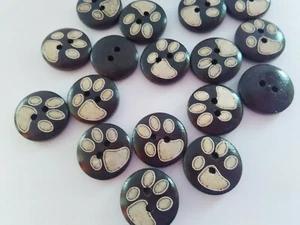 10 Brown Dog Paw Buttons 15mm (5/8") Pawprint Dog Coats Pet Clothing Kids Crafts - Picture 1 of 1