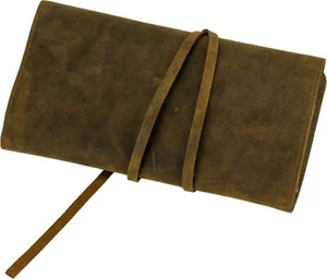 PASSATORE 2er Pfeifenrollbeutel Leder braun antik / Ständer / Etui / 215 mm - Picture 1 of 3