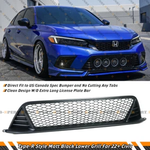 FOR 2022-2024 CIVIC TYPE-R FL5 STYLE US SPEC MATT BLACK FRONT LOWER GRILLE GRILL - Picture 1 of 6