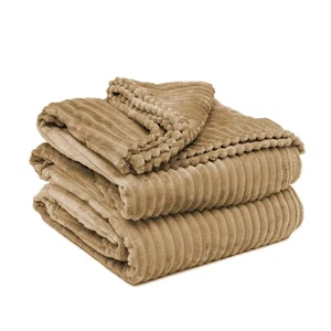 Ribbed Fleece Blanket, 80" x 90" King UK standard (203 /230cm) - Picture 1 of 7