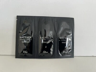 Dior Sauvage NEW Cactus Cleanser Toner Serum 3 Step Facial Sample Packet New - Image 1 of 2