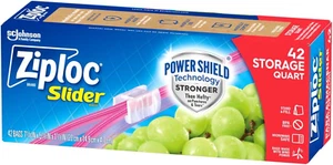 Quart Slider Sacchetti per Conservazione Alimenti con Scudo di Alimentazione, 42Ct - Foto 1 di 12