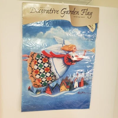 Silk Reflections  Garden Flag Christmas Angel 11"×14" Heartwood Creek Jim Shore  - Image 1 of 3