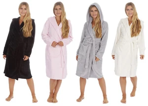 Damen/Damen Kapuze Fleece Ankleid/Robe - schlicht schwarz grau rosa cremefarben - Bild 1 von 13