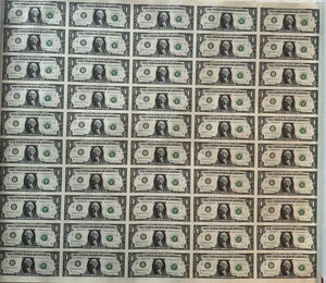 Free Shipping! 50-$1 One Dollar Bills Full Uncut Sheet US Currency 2010-2021 - Picture 1 of 4