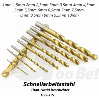 HSS-TiN Spiralbohrer Titan-Nitrid beschicht Stahlbohrer Metallbohrer 1mm - 10mm - Bild 1 von 4